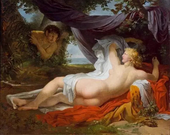 A Bacchante awakened by a young faun - Charles Meynier
