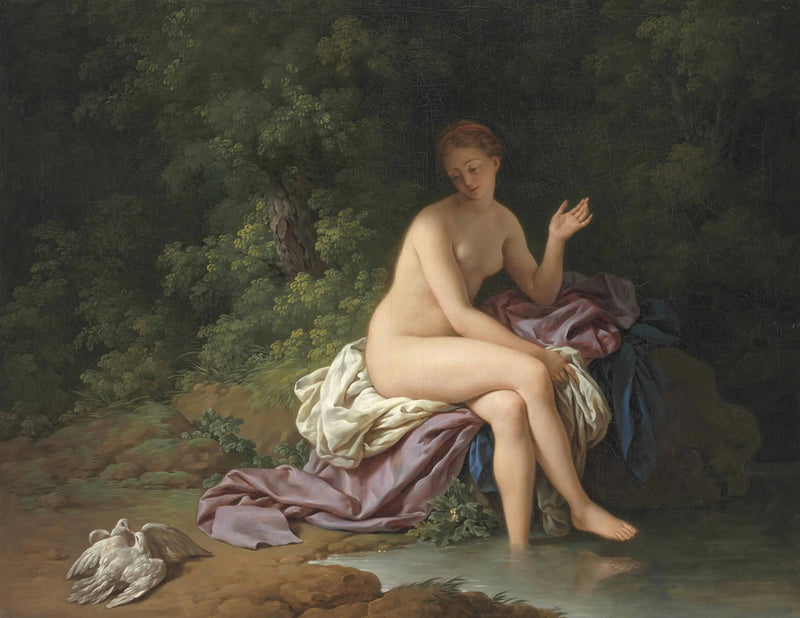 A Bather Watching Two Doves Cuddle - Louis Jean François Lagrenée