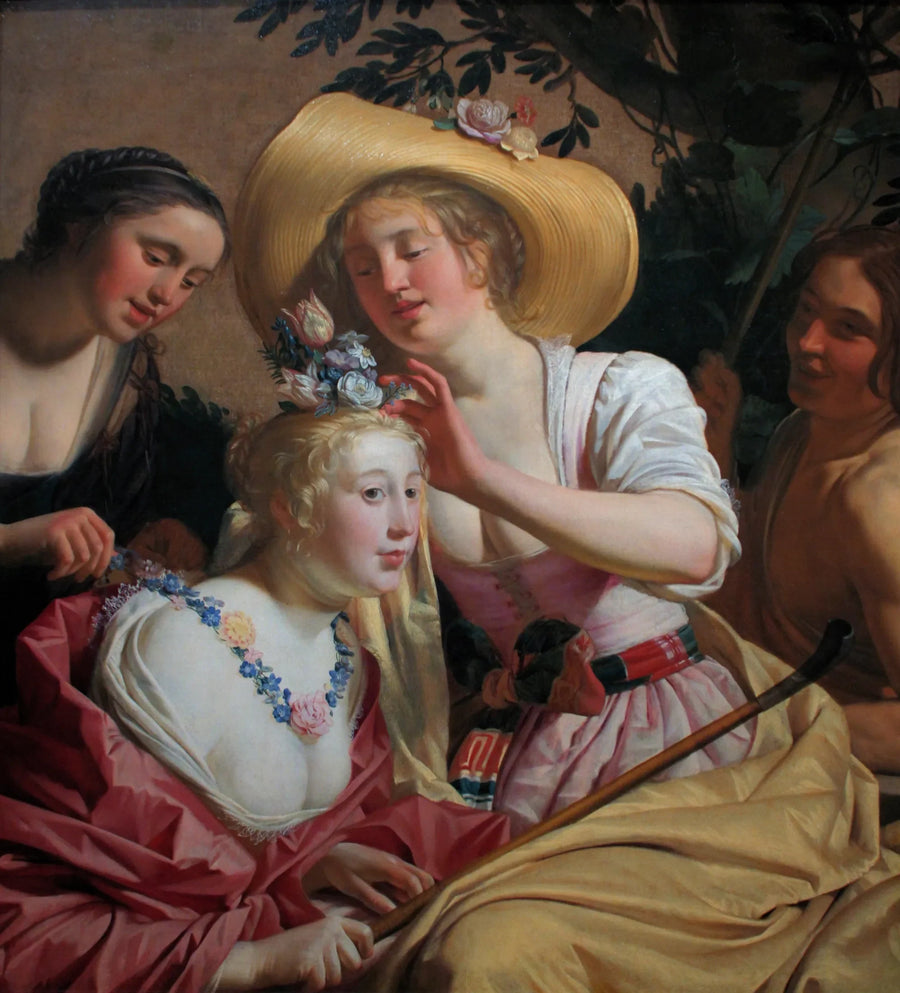 A shepherdess adorned with flowers - Gerrit van Honthorst