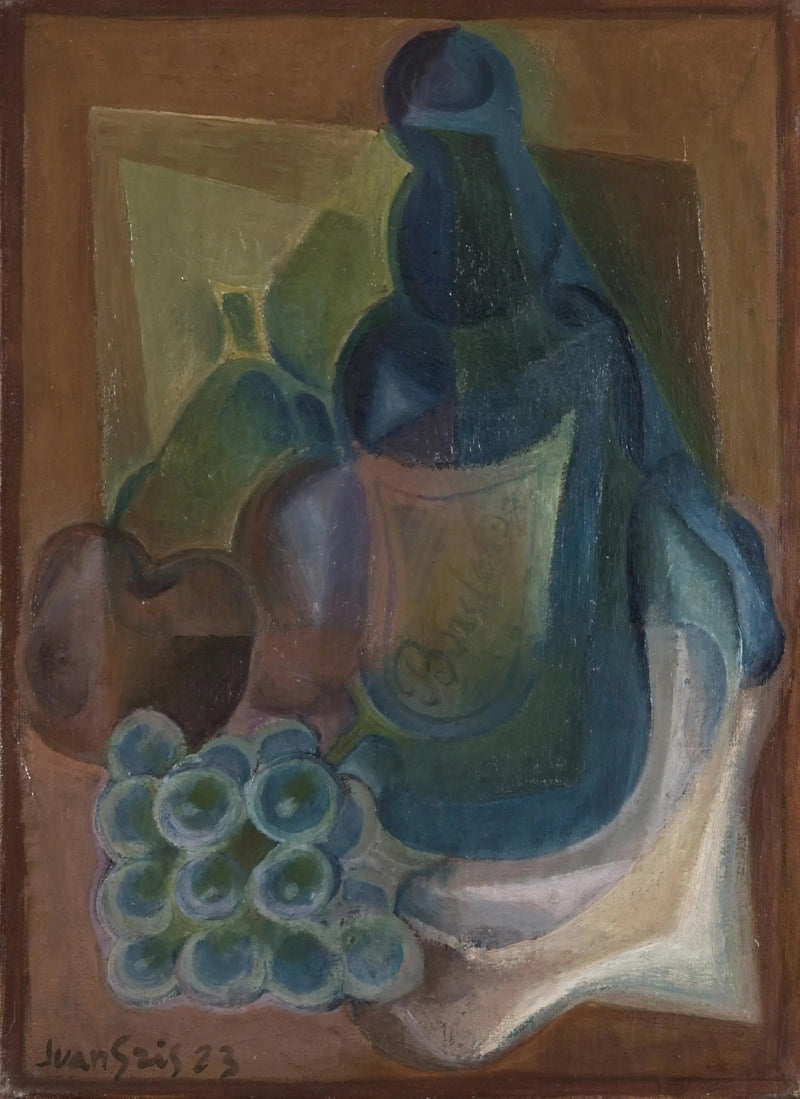 A Bottle and Fruits - Juan Gris