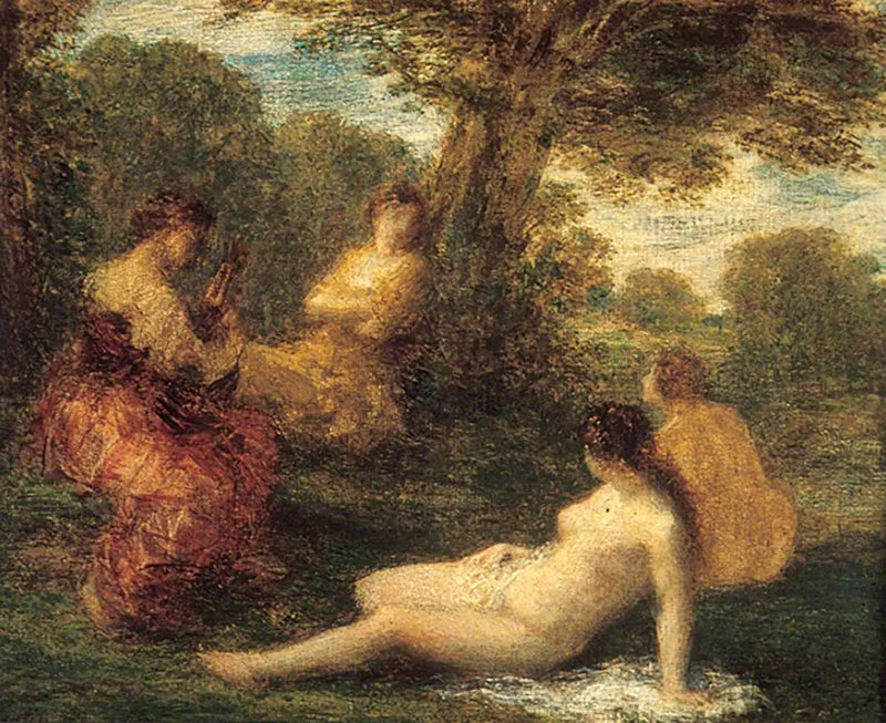 A relaxed conservation (The chat) - Henri Fantin-Latour
