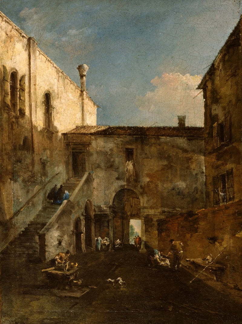 A Venetian Courtyard - Francesco Guardi