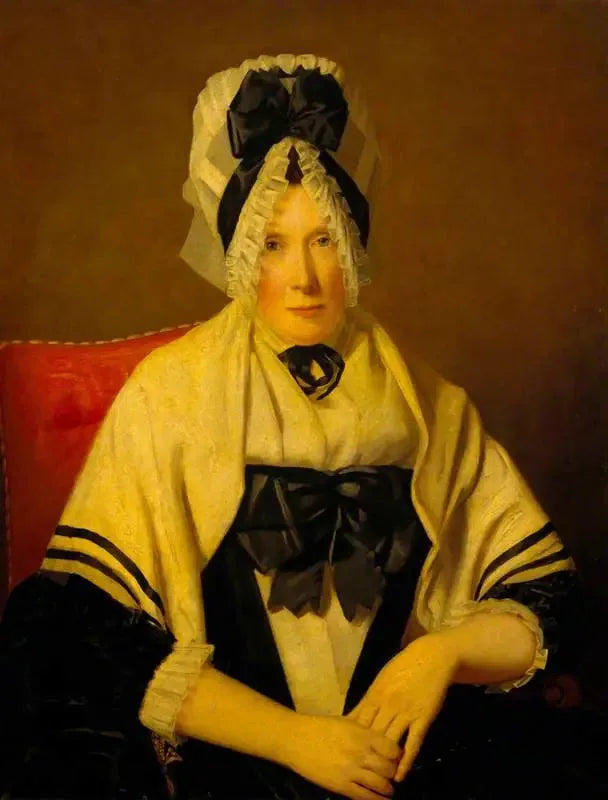 A lady with a lace bonnet (perhaps Ann Edgar, Lady Raeburn) - Henry Raeburn
