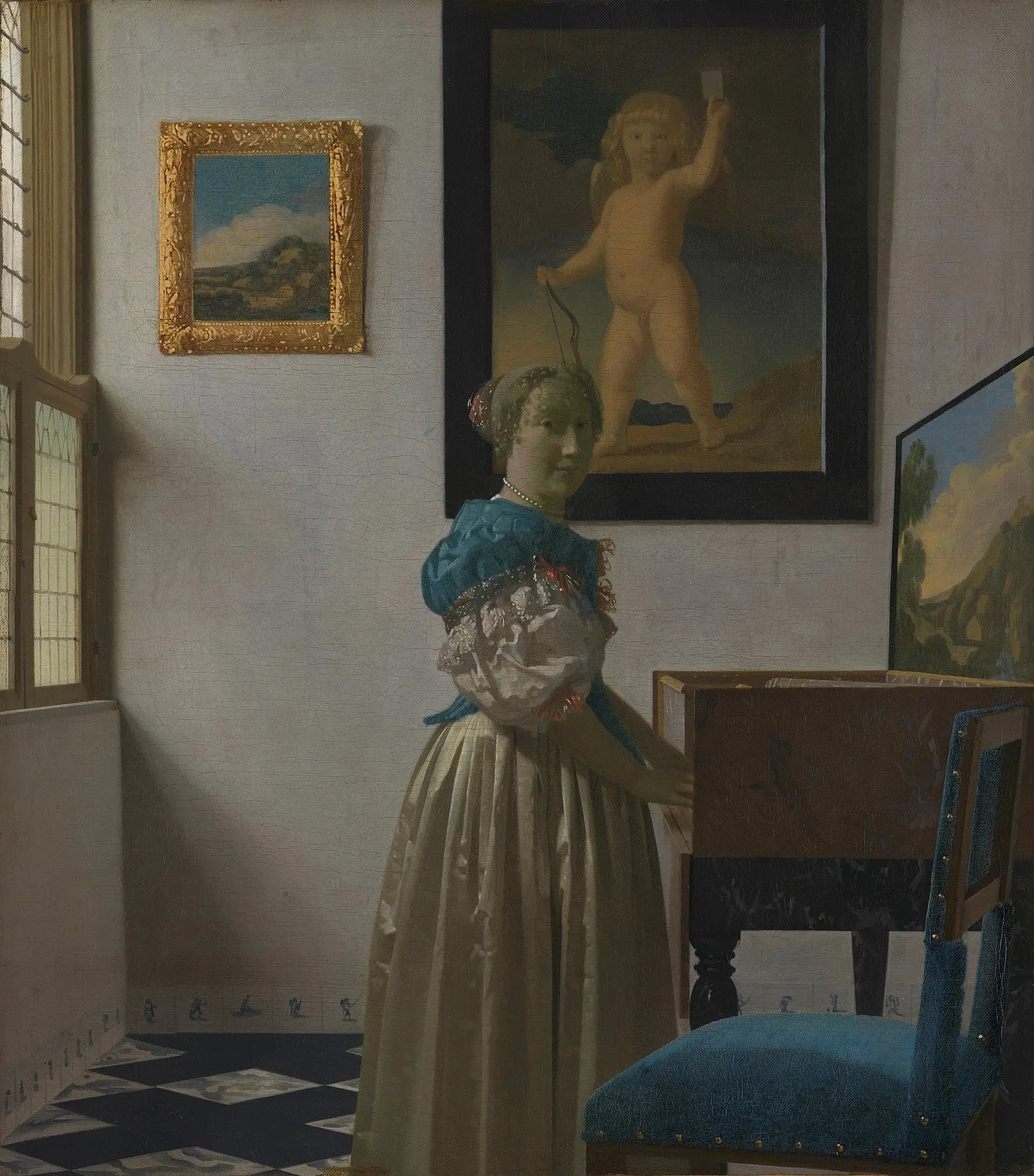 Reproduction du tableau « Une dame debout au virginal - Johannes Vermeer » par Alpha Reproduction en peinture à l’huile