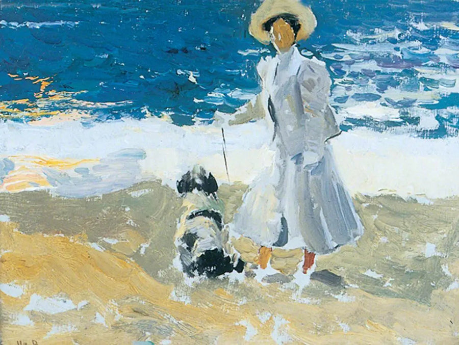 A Lady and a Dog on the Beach - Joaquín Sorolla