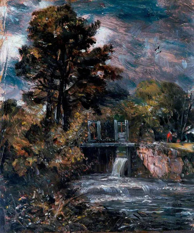 A lock (perhaps on the Stour) - John Constable