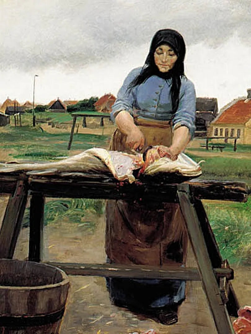 A woman from Skagen cutting up a haddock. - Michael Peter Ancher
