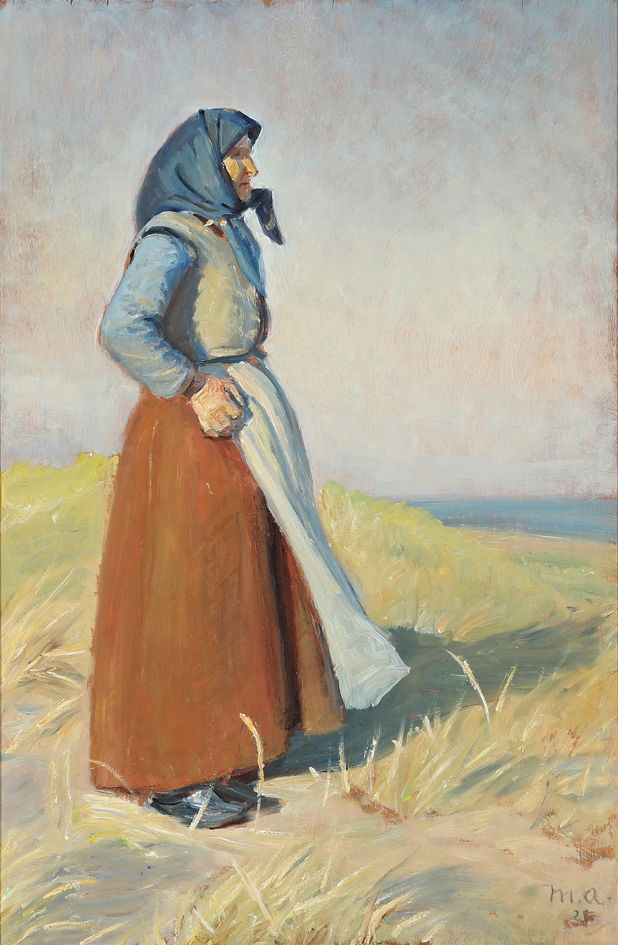 A woman from Skagen on the dunes. -Michael Peter Ancher