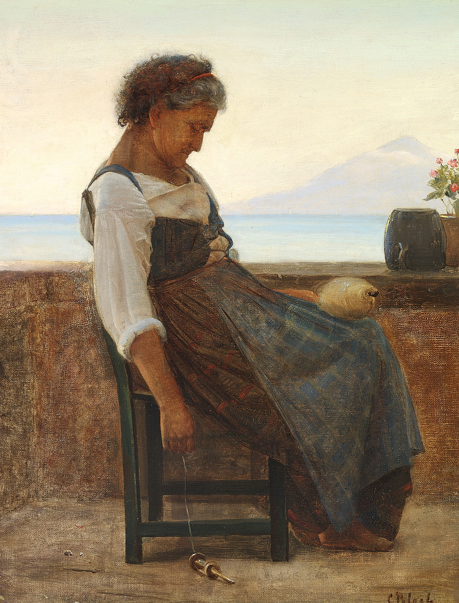 An Italian woman takes a nap. - Carl Heinrich Bloch