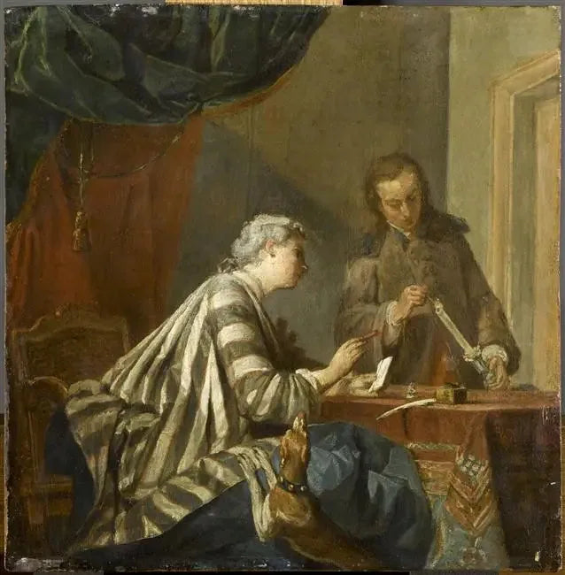 A woman busy buying a letter - Jean Siméon Chardin