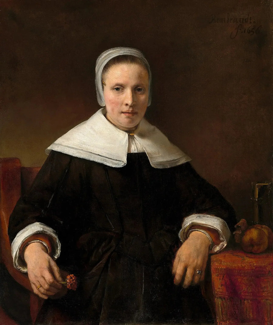 A Woman Holding a Rose - Rembrandt