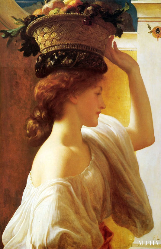 A girl with a basket of fruits - Frederic Leighton Reproductions of paintings in oil paint
