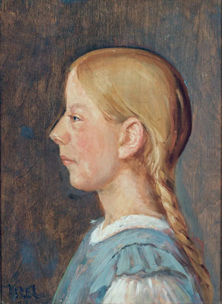 A girl from Skagen with braids. (fxd) - Michael Peter Ancher