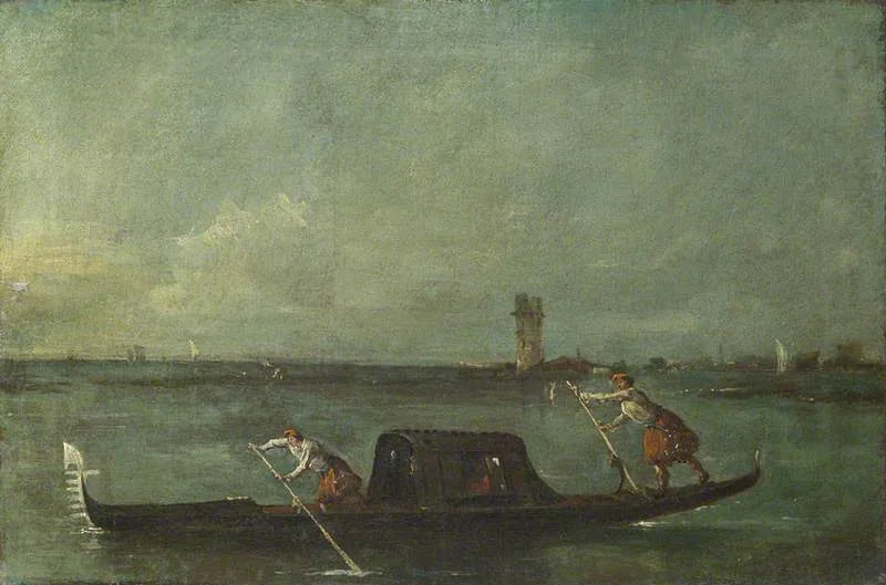 A gondola on the lagoon near Mestre - Francesco Guardi