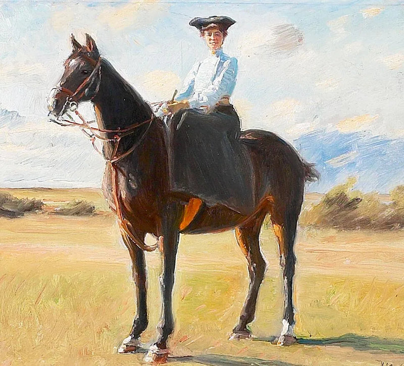A young woman on horseback. - Michael Peter Ancher