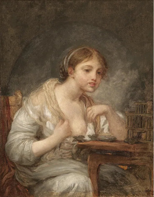 A young woman with a birdcage - Jean-Baptiste Greuze