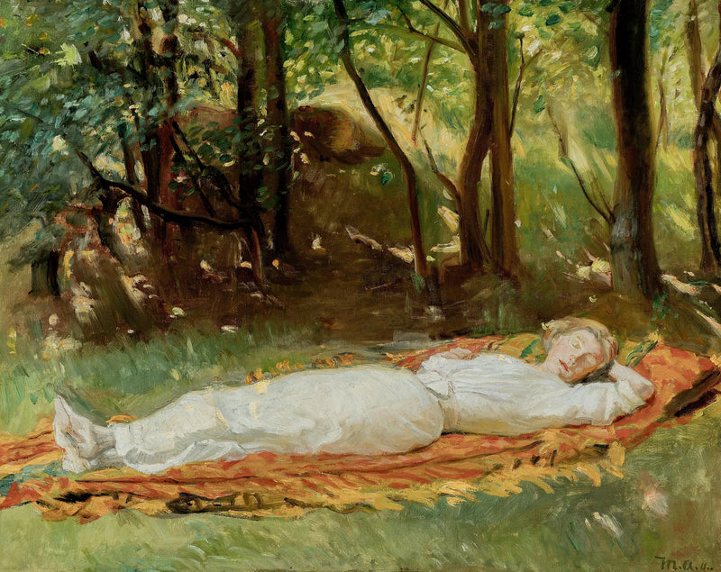 A young woman is napping in the garden. - Michael Peter Ancher