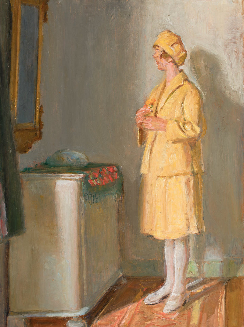 A young woman looking at herself in the mirror. - Michael Peter Ancher