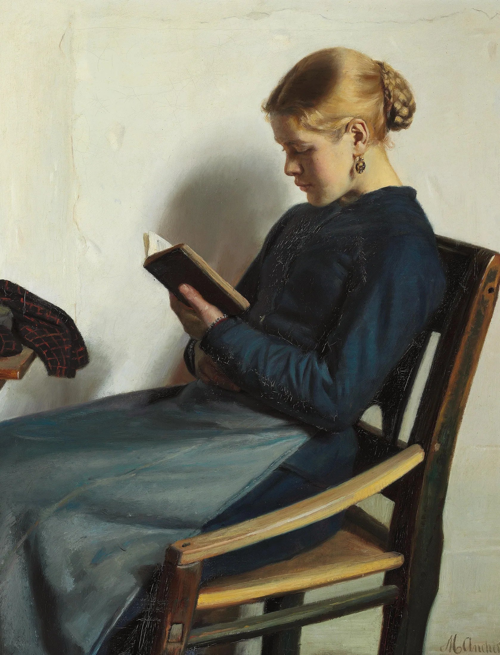Une jeune fille en train de lire, Maren Sofie Olsen - Michael Peter Ancher image 1 reproduction artisanale de tableau