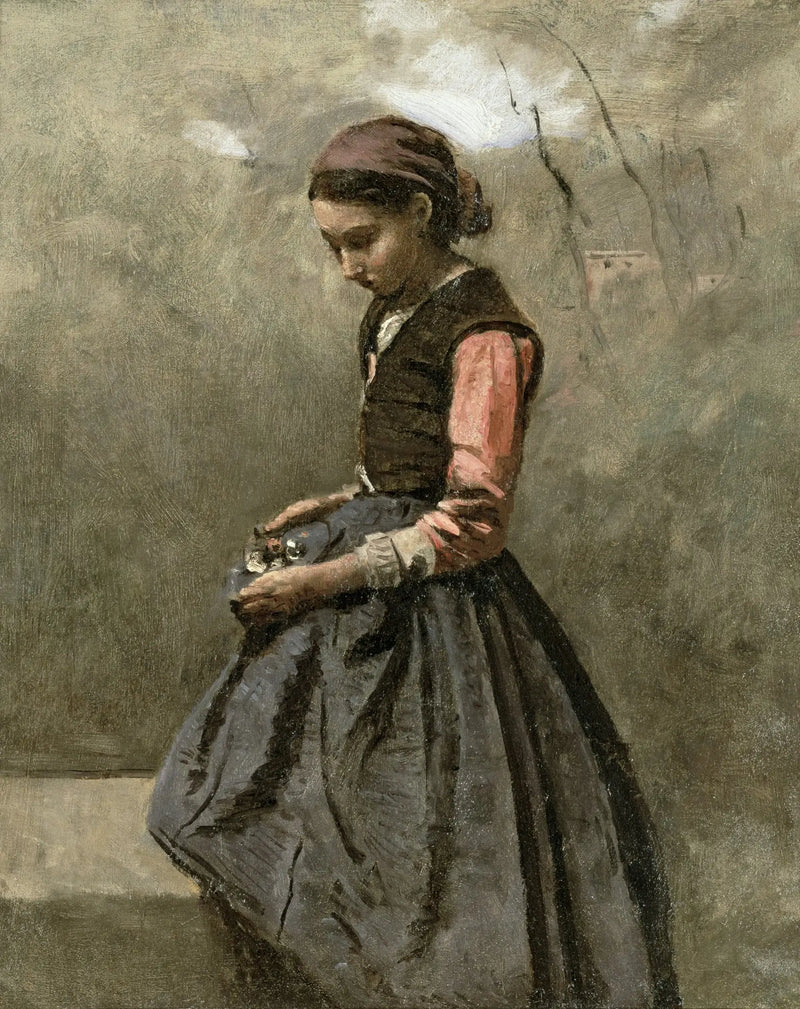 A contemplative young girl - Jean-Baptiste Camille Corot