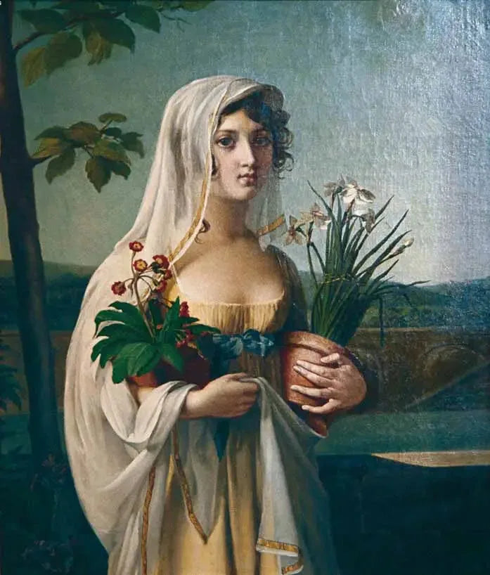 A young girl carrying two flower pots - Marie-Guillemine Benoist