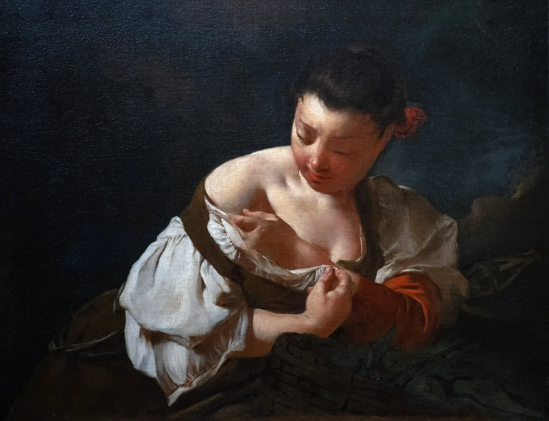 A peasant woman catching a flea - Giovanni Battista Piazzetta
