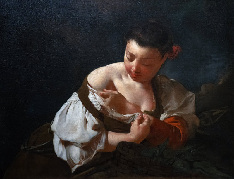 A peasant woman catching a flea - Giovanni Battista Piazzetta