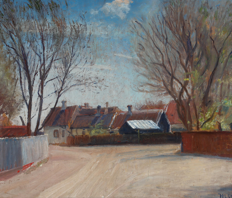A scene from Brøndumsvej in Skagen. -Michael Peter Ancher
