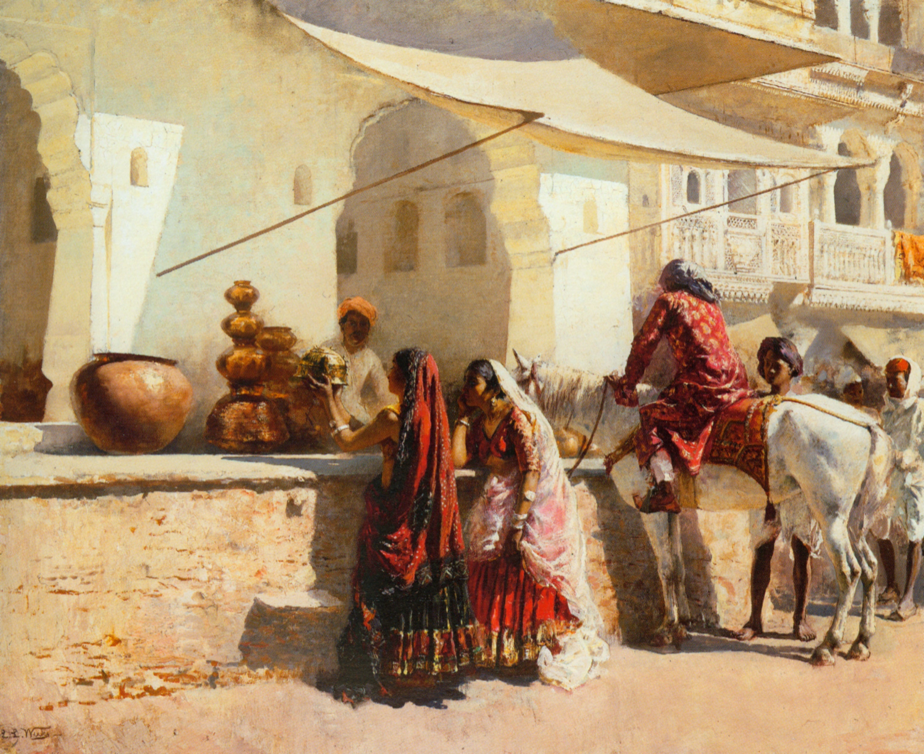 A street market scene, India - Edwin Lord Weeks