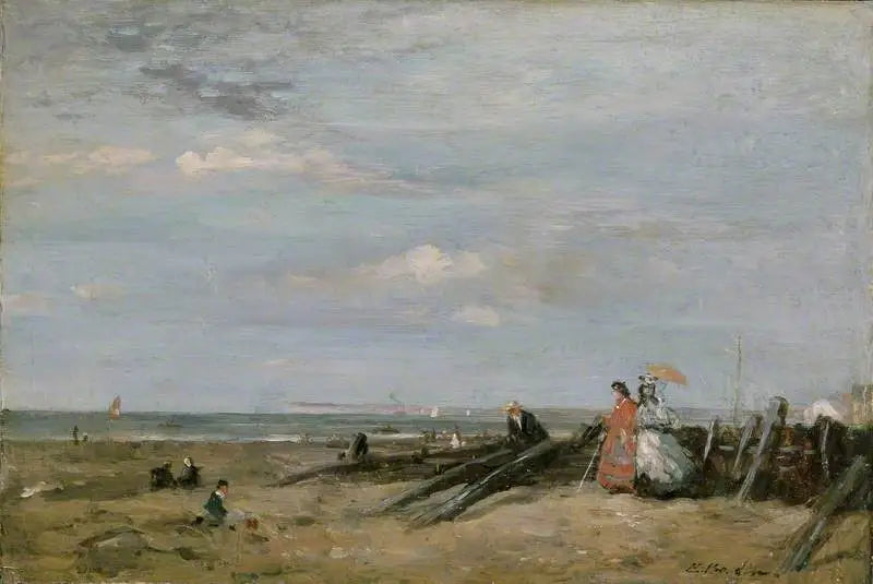 Une scène de plage à Trouville - Eugène Boudin image 1 reproduction de peinture à l’huile