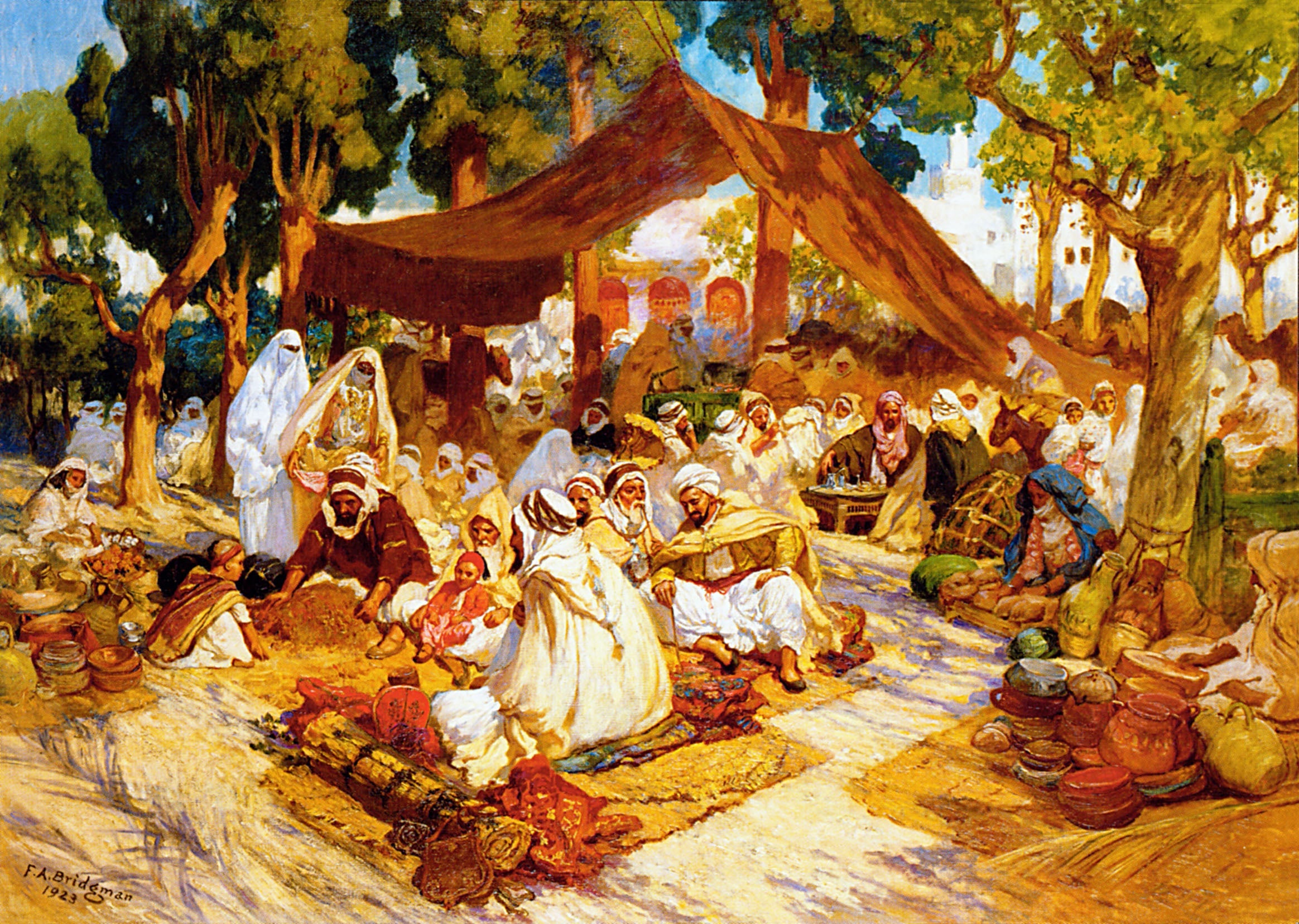 An Evening Gathering in an Algerian Camp - Frederick Arthur Bridgman
