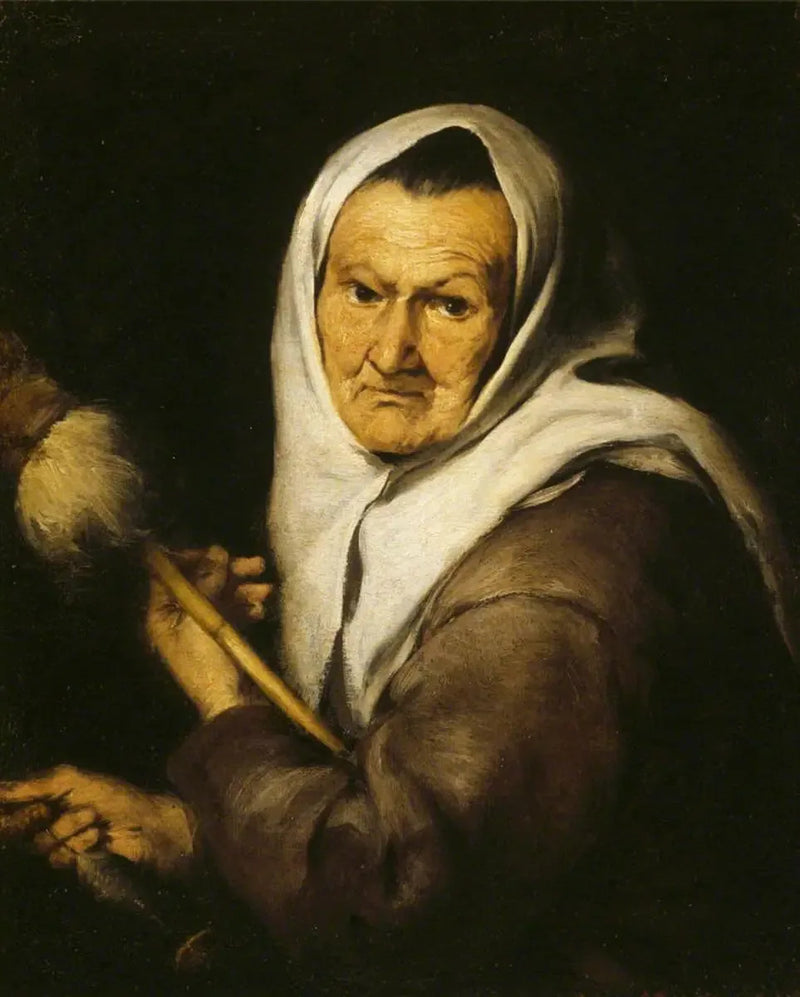An old woman holding a distaff and a spindle - Bartolomé Esteban Murillo