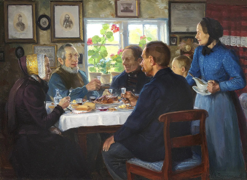 A visit to the weaver Hans Nielsen at Abbednæs. - H. A. Brendekilde