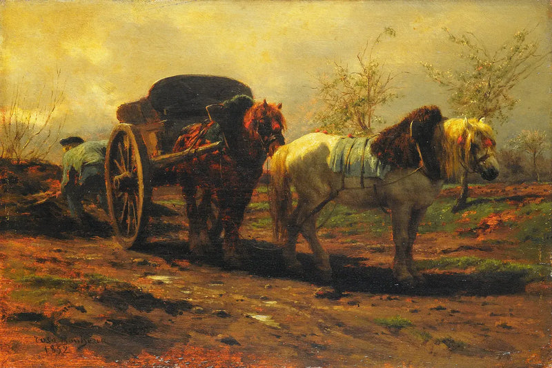 A car with two horses - Rosa Bonheur