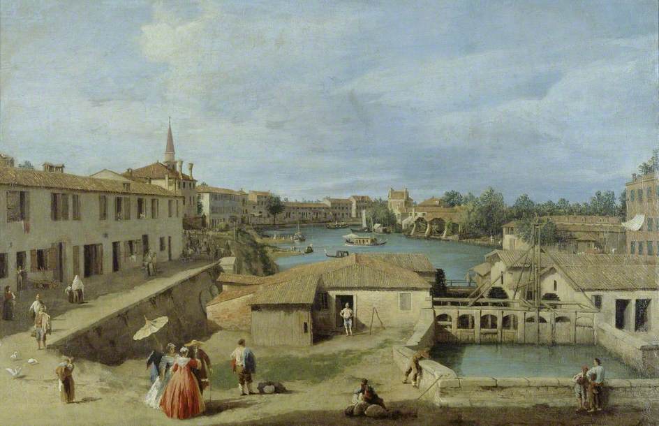 A view of Dolo on the Brenta Canal - Canaletto