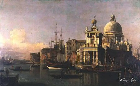 Une vue de la Dogana et de Santa Maria della Salute - Giovanni Antonio Canal - Reproductions de tableaux et peintures haut de gamme