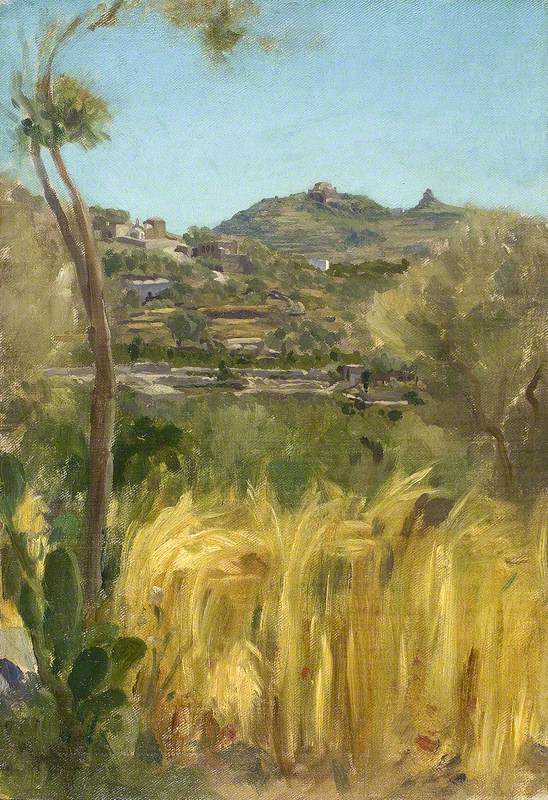 A view in Italy with a cornfield - Frederic Leighton