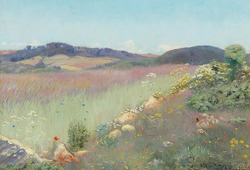 A View of a Danish Summer Landscape with Flowers - H. A. Brendekilde