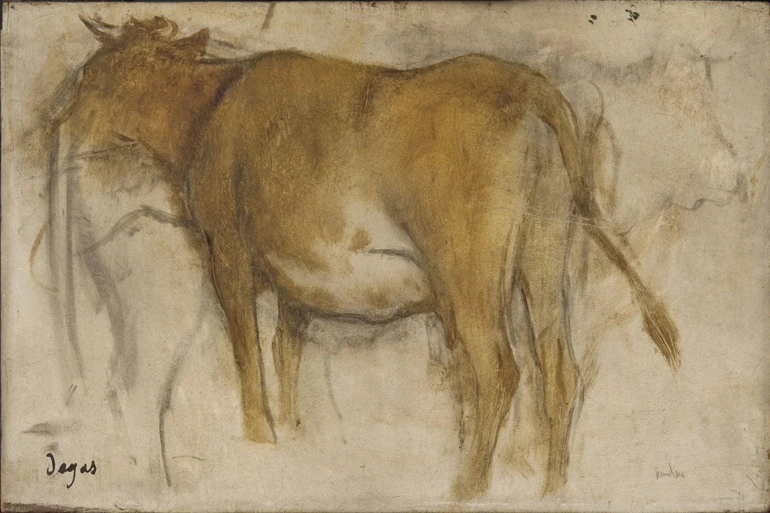 Vache vers 1876 par Edgar Degas – reproduction peinture à l’huile sur toile
