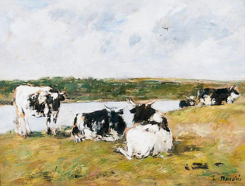 Cows by the River - Eugène Boudin