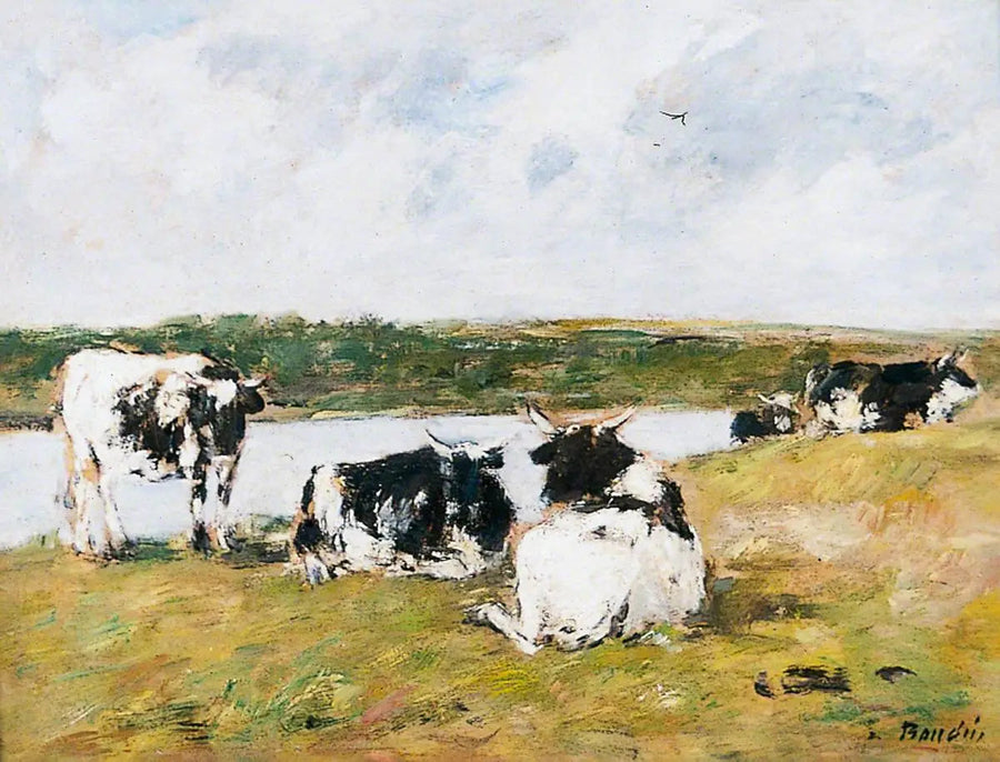 Cows by the River - Eugène Boudin