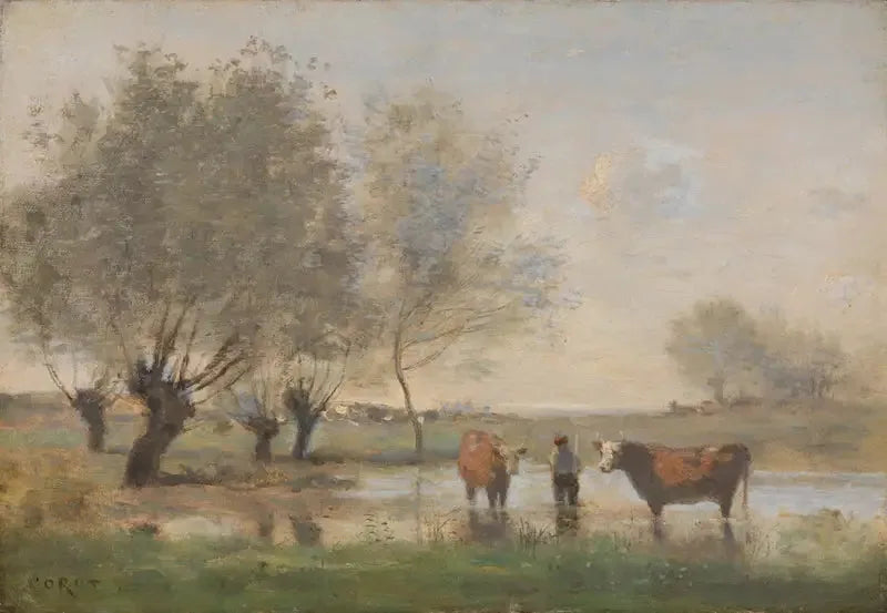 Cows in a Marshy Landscape - Jean-Baptiste Camille Corot