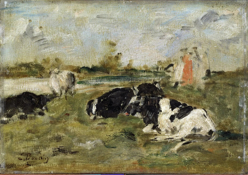 Cows in a Meadow - Eugène Boudin