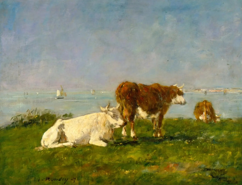 Cows Grazing by the Sea - Eugène Boudin