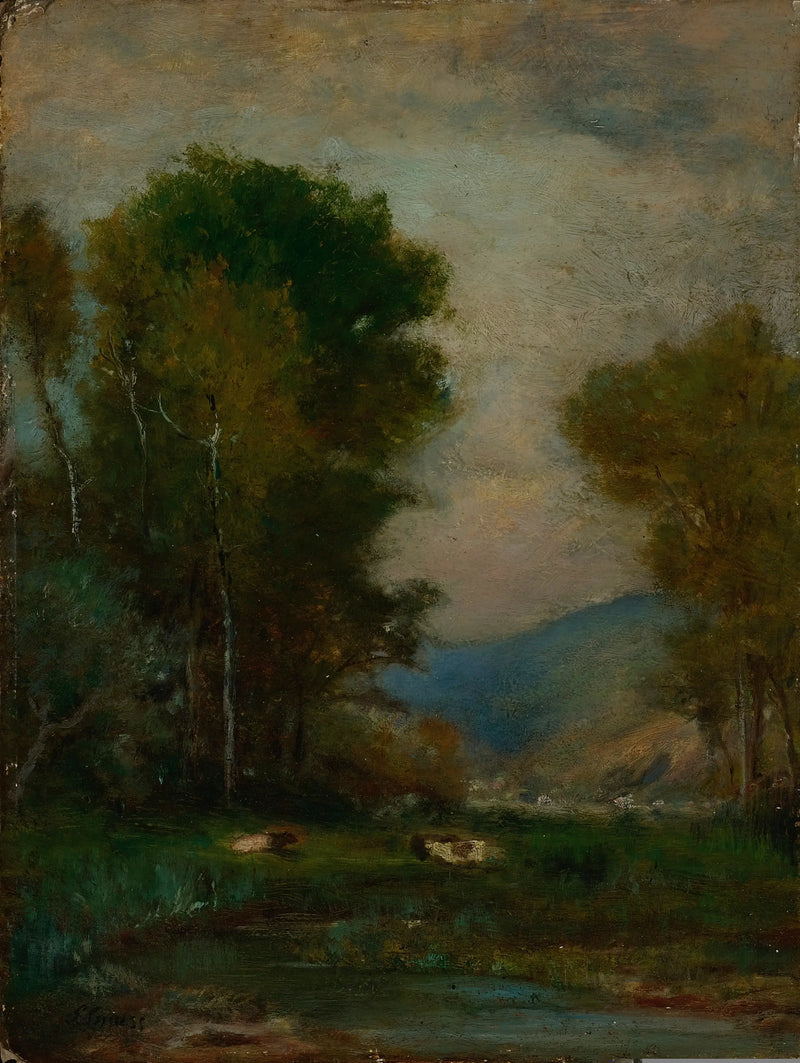 Cows near a stream - George Inness