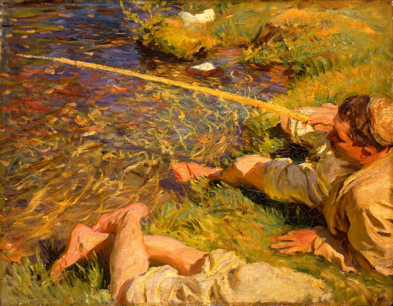 Aosta Valley: A Man Fishing - John Singer Sargent