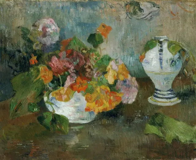 Vase with Nasturtiums and Quimper Faience - Paul Gauguin