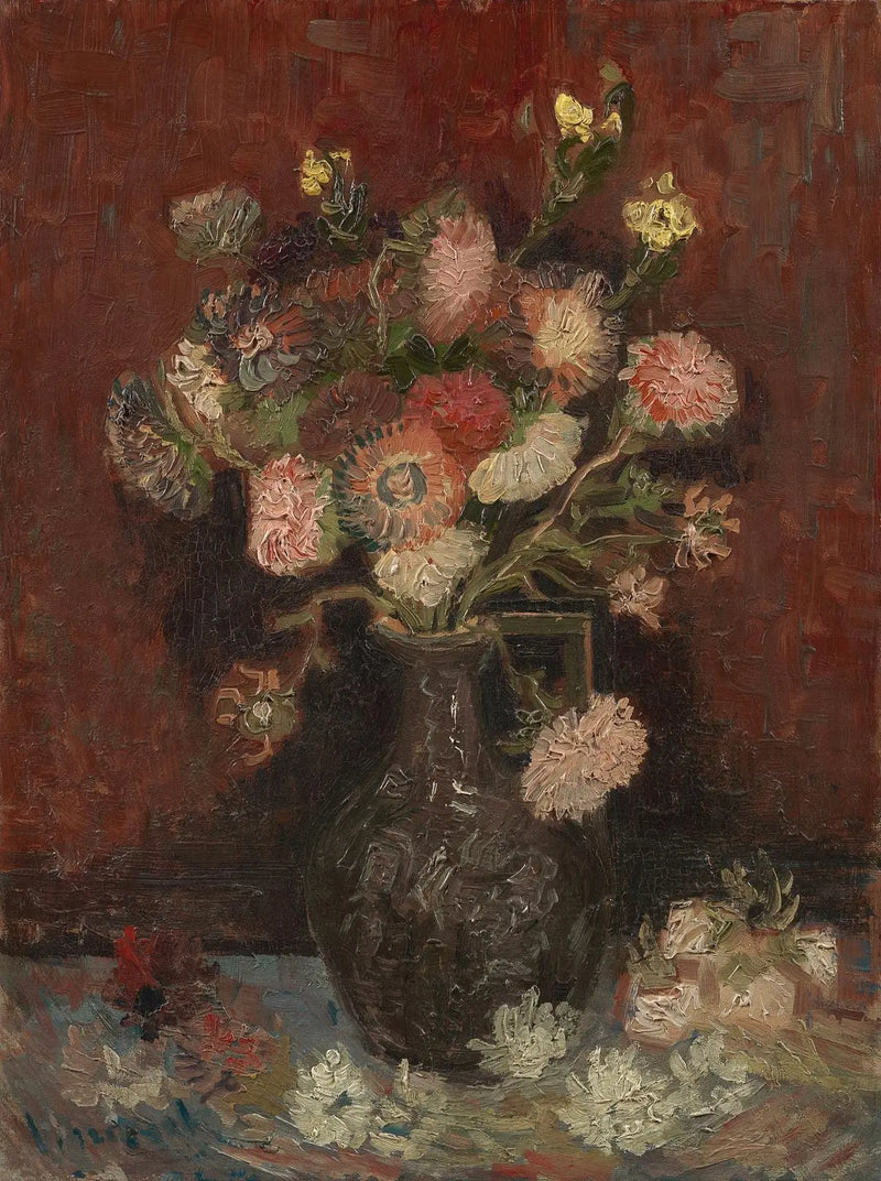 Vase with Chinese asters and gladioli - Vincent van Gogh