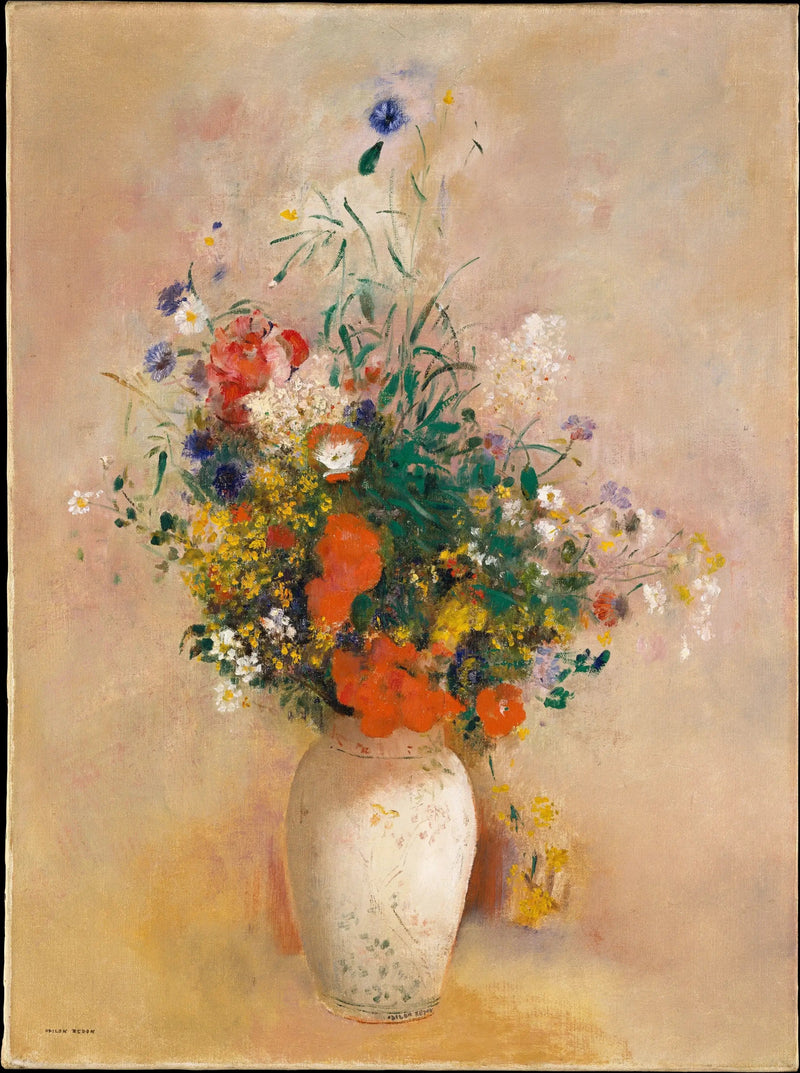 Flower Vase (Pink Background) - Odilon Redon