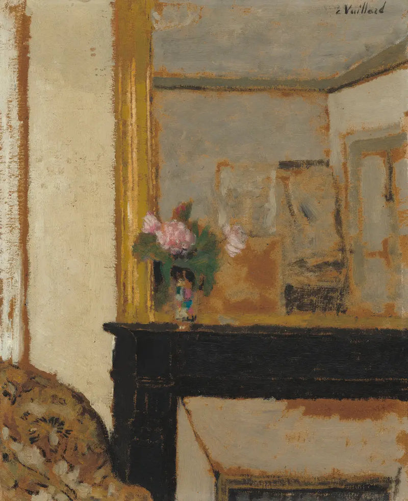 Vase de fleurs sur une cheminée - Édouard Vuillard